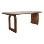 Round-edged dining table - brown - 200 - mixed base