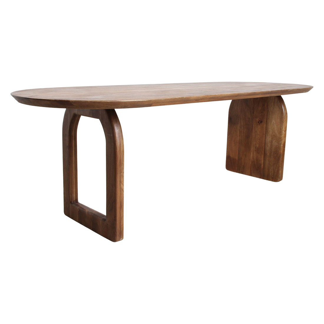 Table de salle à manger à bord arrondi - marron - 200 - piètement mixte