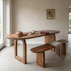 Round-edged dining table - brown - 200 - mixed base