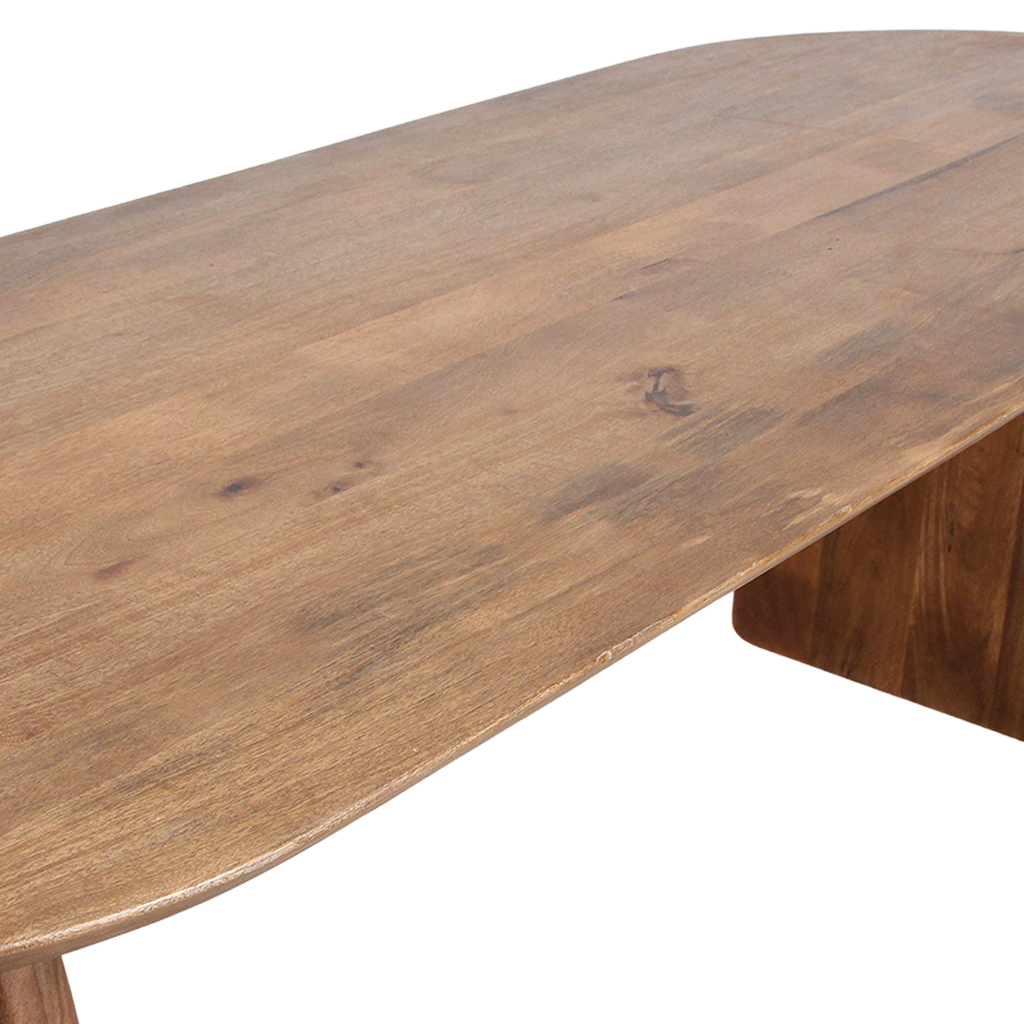 Round-edged dining table - brown - 200 - mixed base