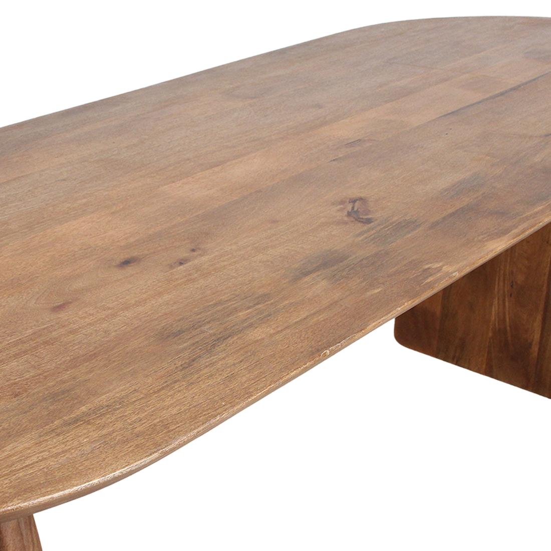 Table de salle à manger à bord arrondi - marron - 200 - piètement mixte