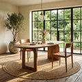 Round-edged dining table - brown - 200 - mixed base