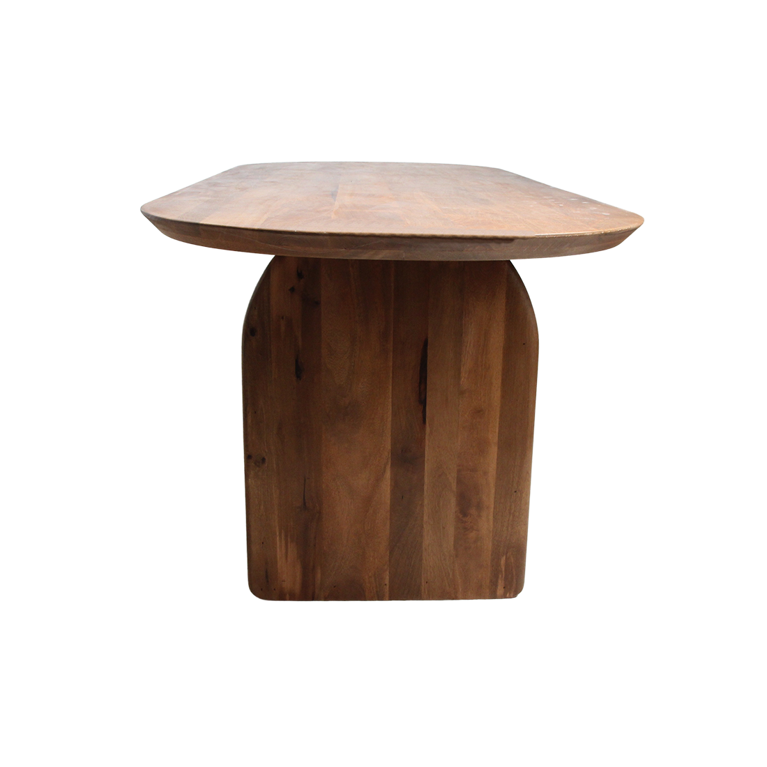 Table de salle à manger à bord arrondi - marron - 200 - piètement mixte