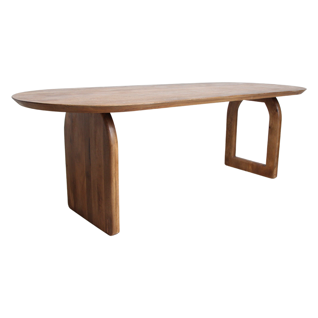 Round-edged dining table - brown - 200 - mixed base