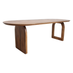 Round-edged dining table - brown - 200 - mixed base
