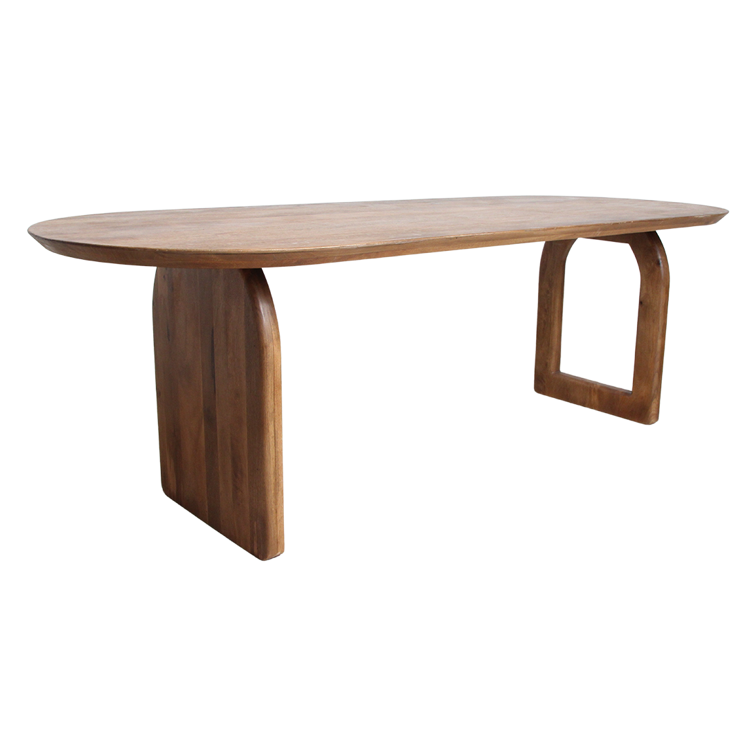 Round-edged dining table - brown - 200 - mixed base