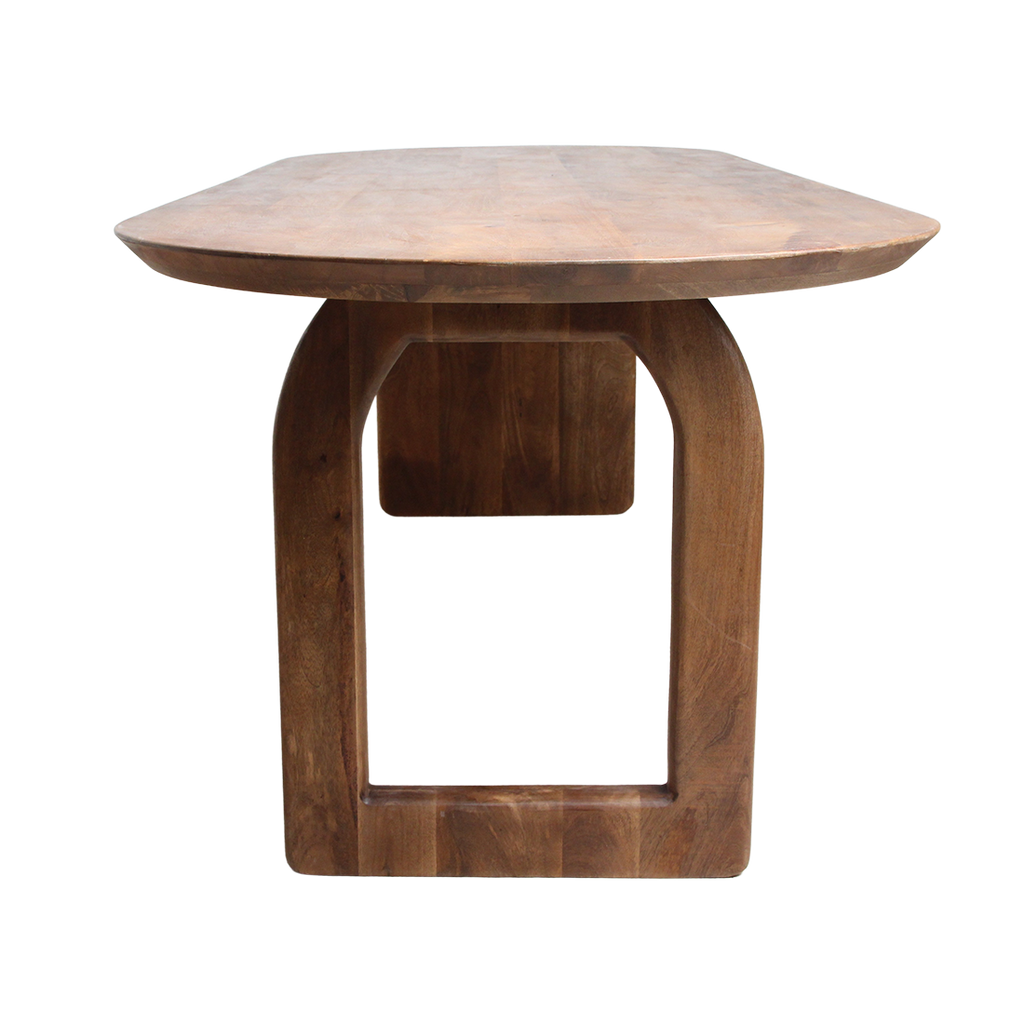 Round-edged dining table - brown - 200 - mixed base