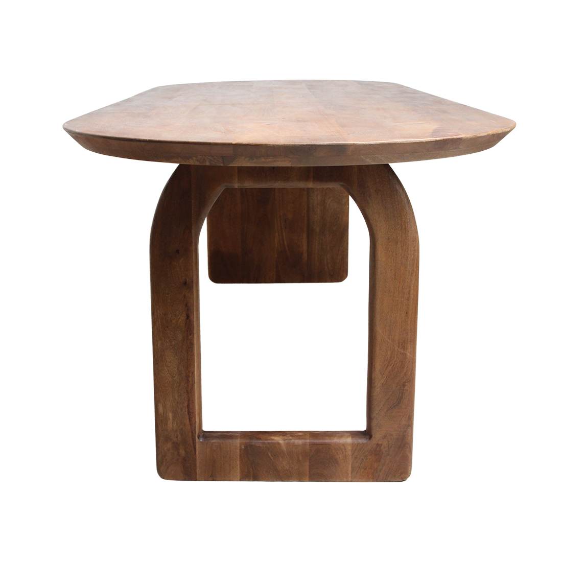 Round-edged dining table - brown - 200 - mixed base