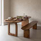 Round-edged dining table - brown - 200 - mixed base