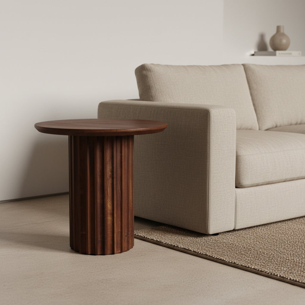 Brown Inverted Bullnose Side Table Ø 50 cm