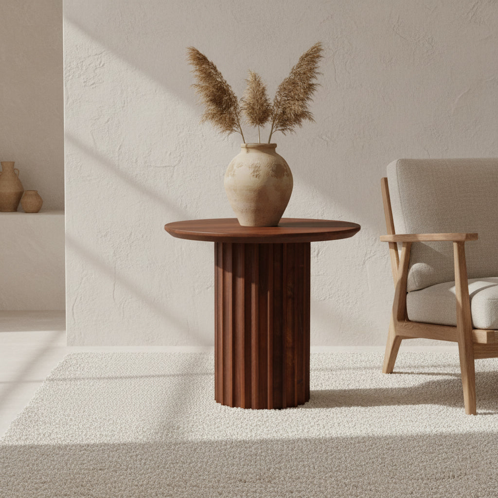 Brown Inverted Bullnose Side Table Ø 50 cm