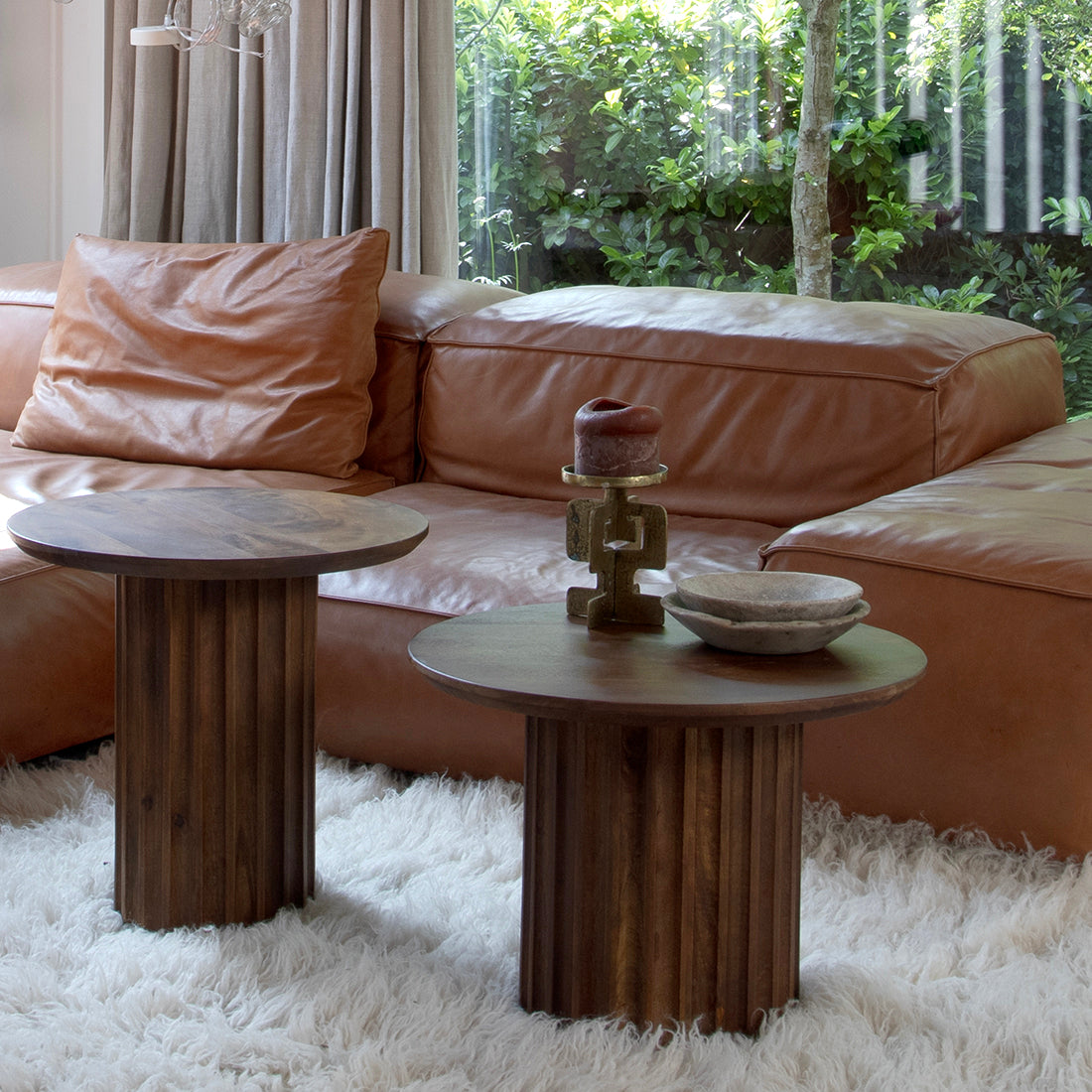 Brown Inverted Bullnose Side Table Ø 50 cm