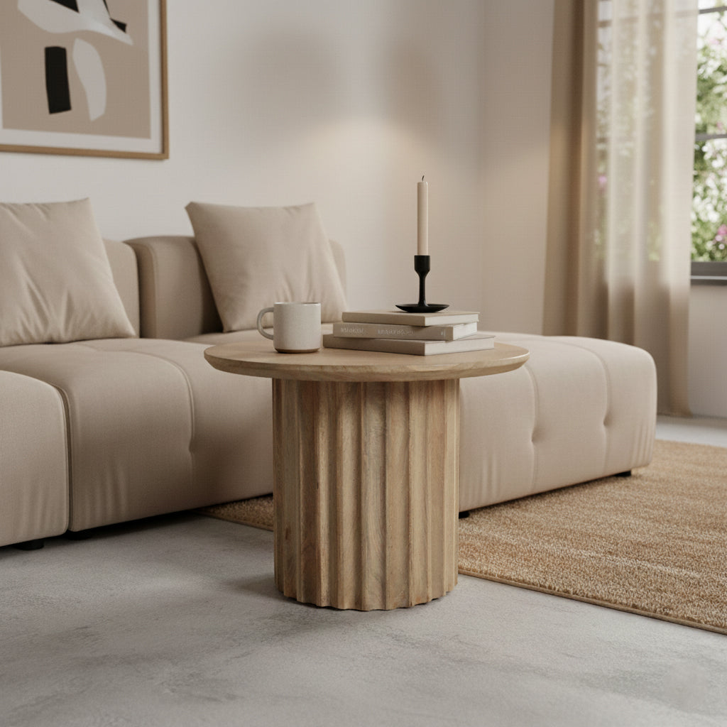 Bullnose Inverted Side Table, natural finish Ø 55 cm
