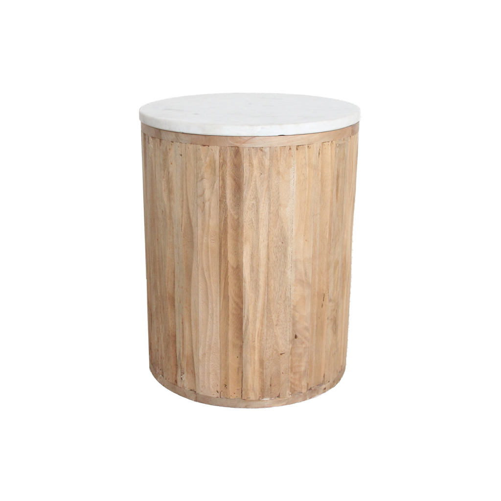 Malakka Marble Side Table - white