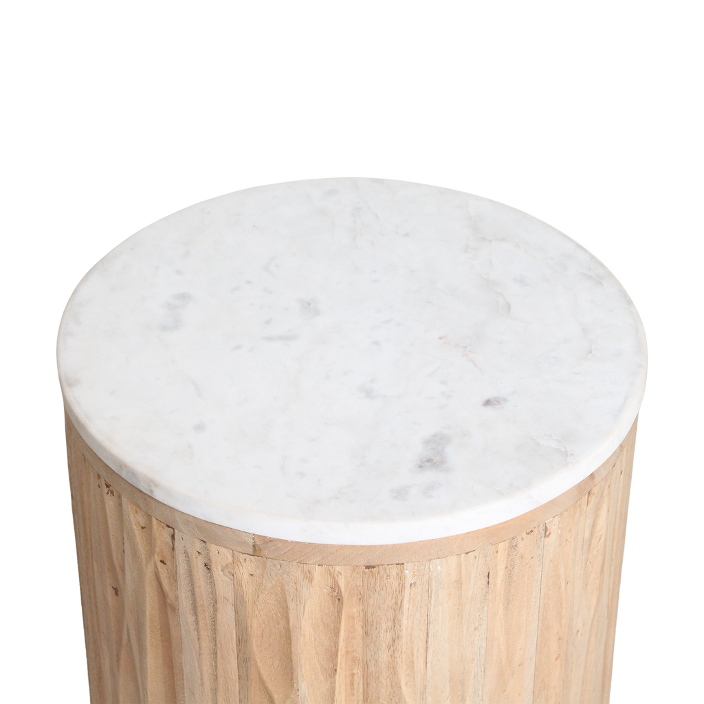 Malakka Marble Side Table - white