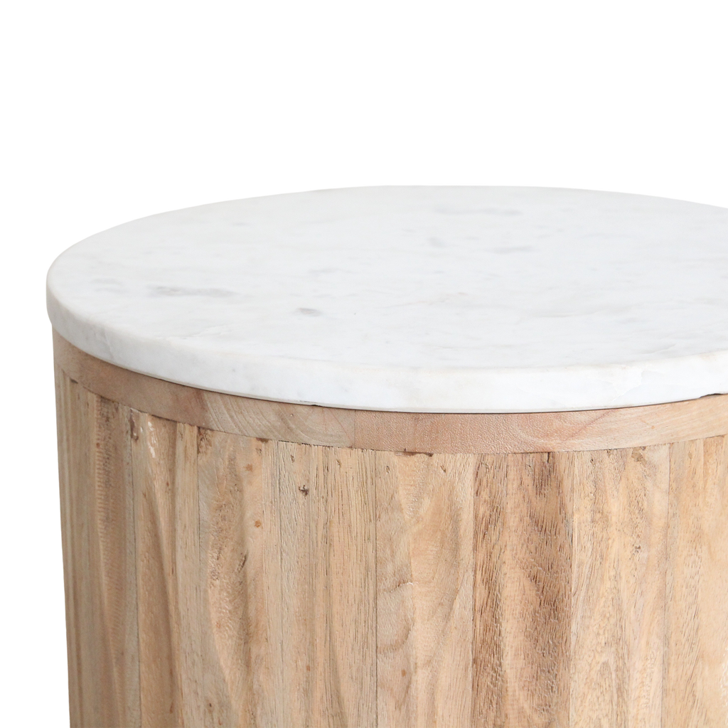 Malakka Marble Side Table - white