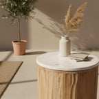 Malakka Marble Side Table - white
