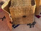 Handmade double natural wicker bicycle basket