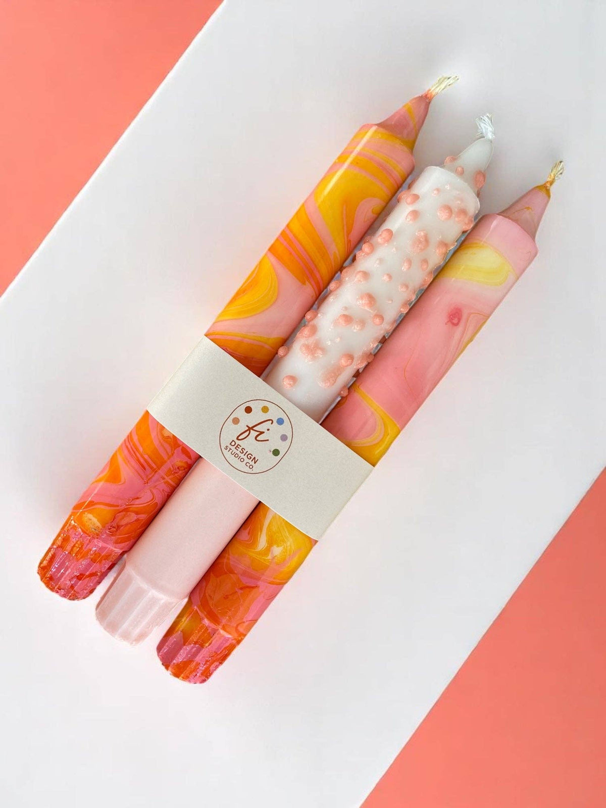 Bougie flambeau marbrée Loli-Pop, 2,3 × 20 cm