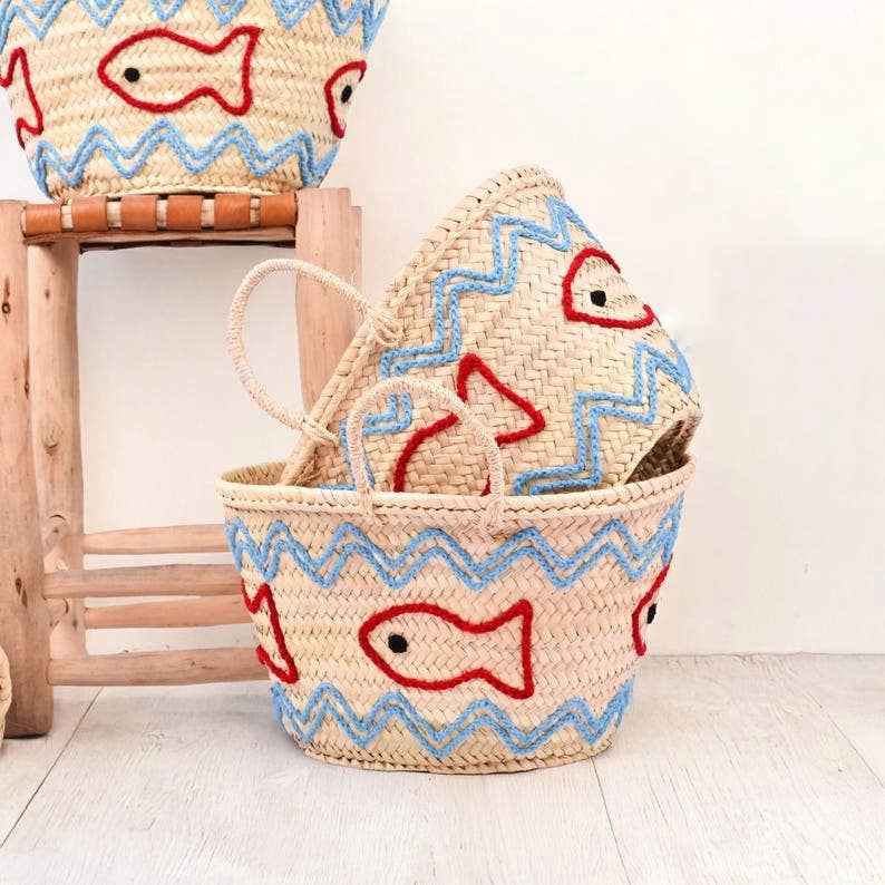 Sac panier français artisanal – Cabas de plage en paille naturelle