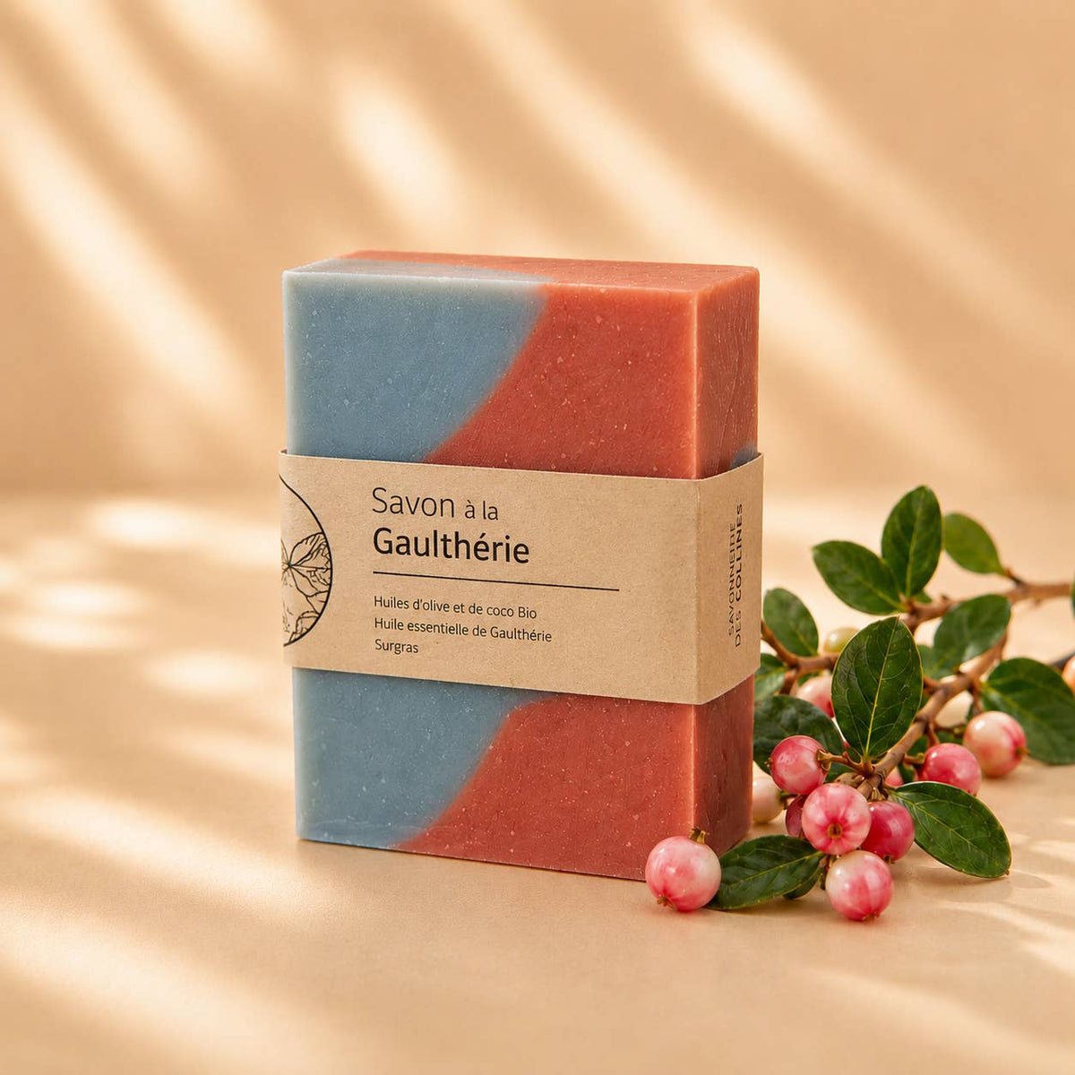 Savon solide à la gaulthérie 100 g Savonnerie de la Buèges, vue 2