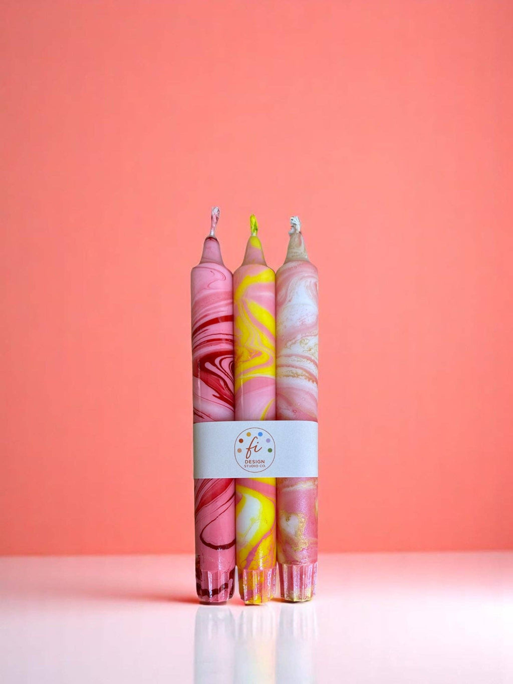Bougie flambeau marbrée Velours rouge, 2,3 × 20 cm