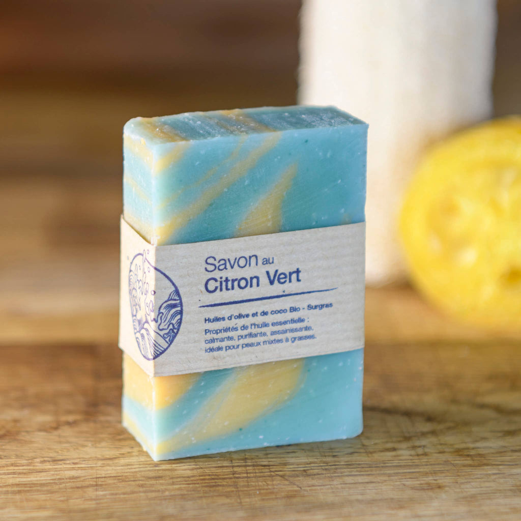 Savon solide au citron vert 100 g Savonnerie de la Buèges, vue 2