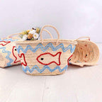 Sac panier français artisanal – Cabas de plage en paille naturelle