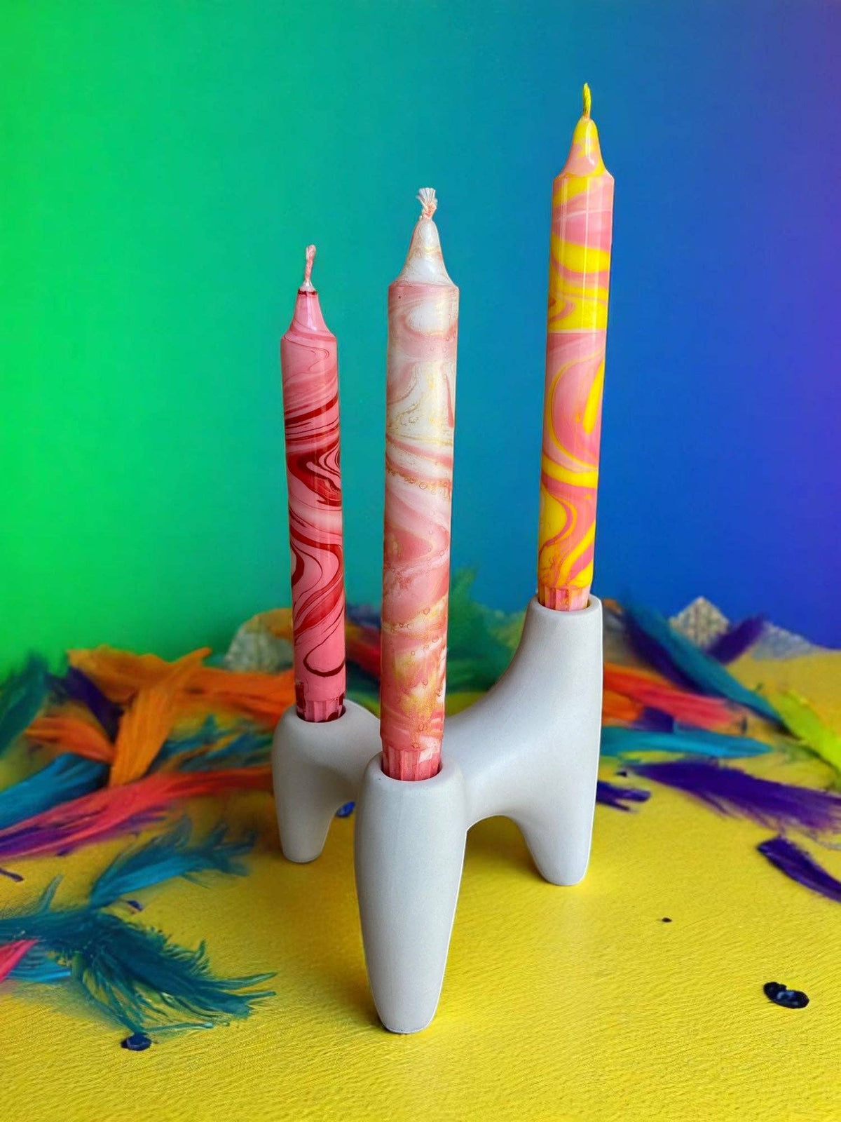 Bougie flambeau marbrée Velours rouge, 2,3 × 20 cm