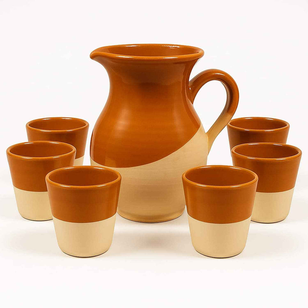 Ensemble Bar Brocca 1,5L et 6 Verres Céramique Terre Cuite