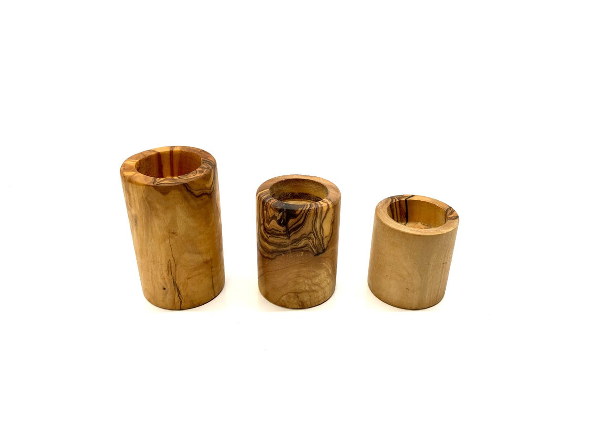 Trio de photophores tours en bois d'olivier Terra Gusto – vue 3