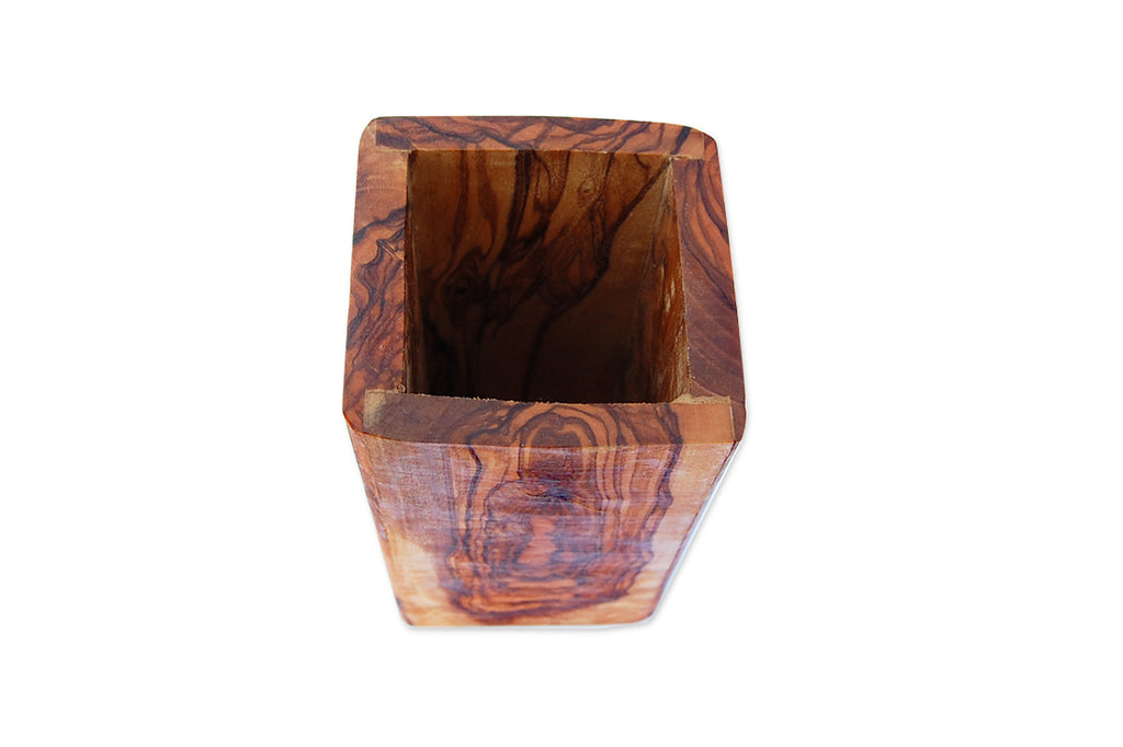 Pot à ustensiles carré en bois d'olivier Terra Gusto – vue 2