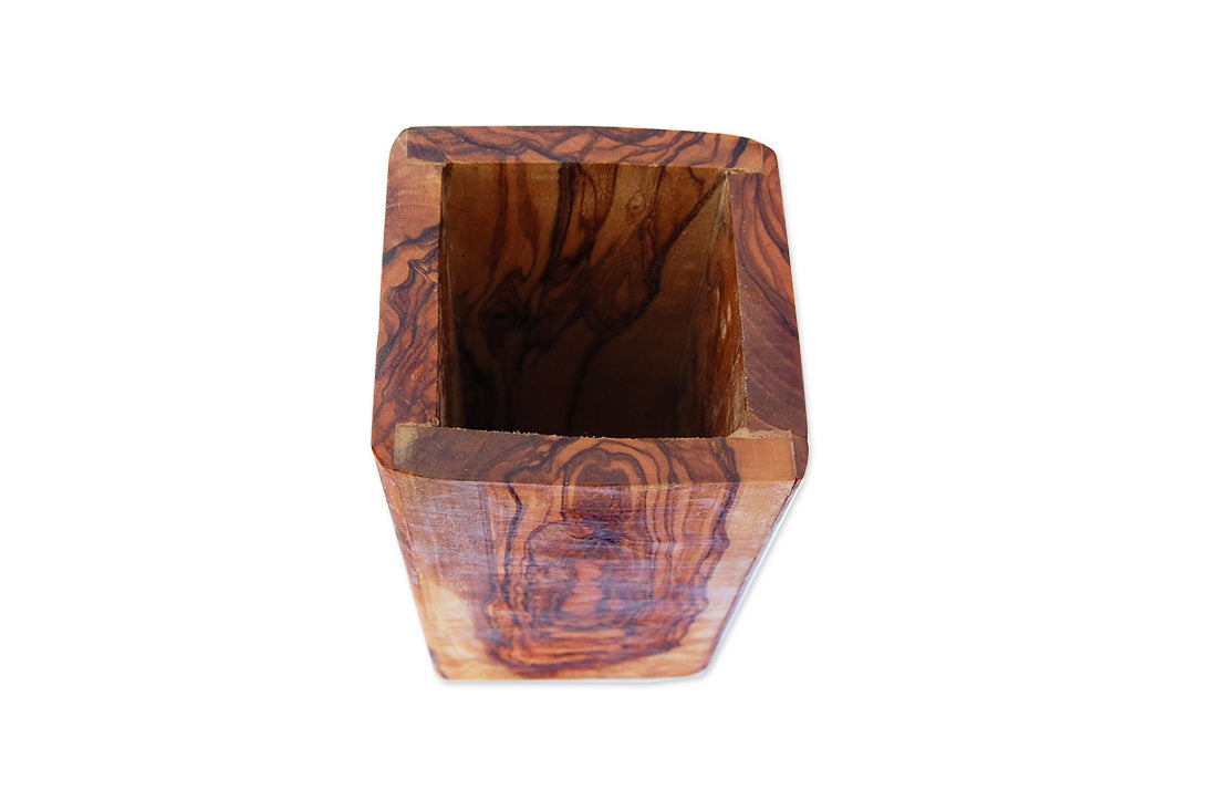 Pot à ustensiles carré en bois d'olivier Terra Gusto – vue 2