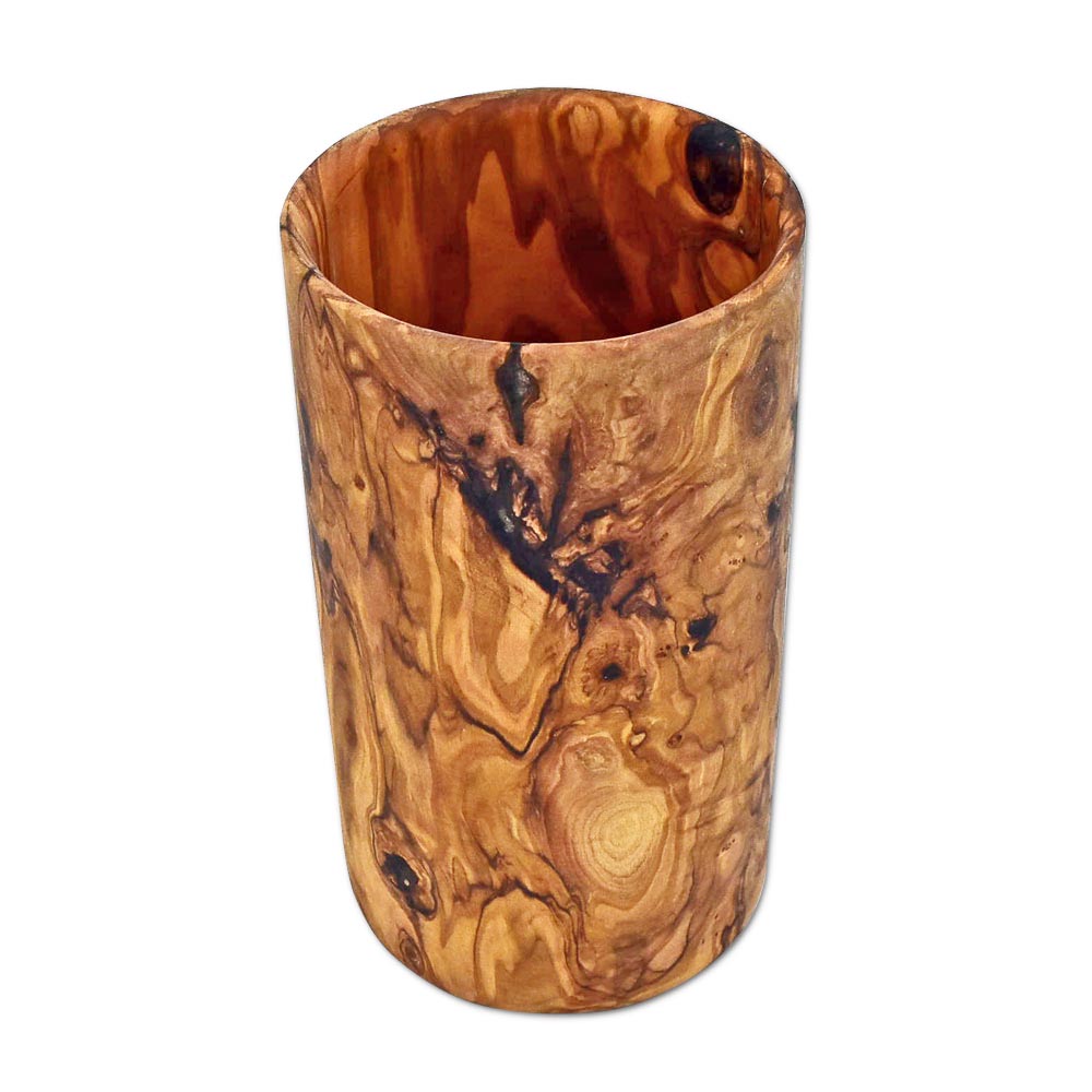 Pot à ustensiles rond en bois d'olivier Terra Gusto