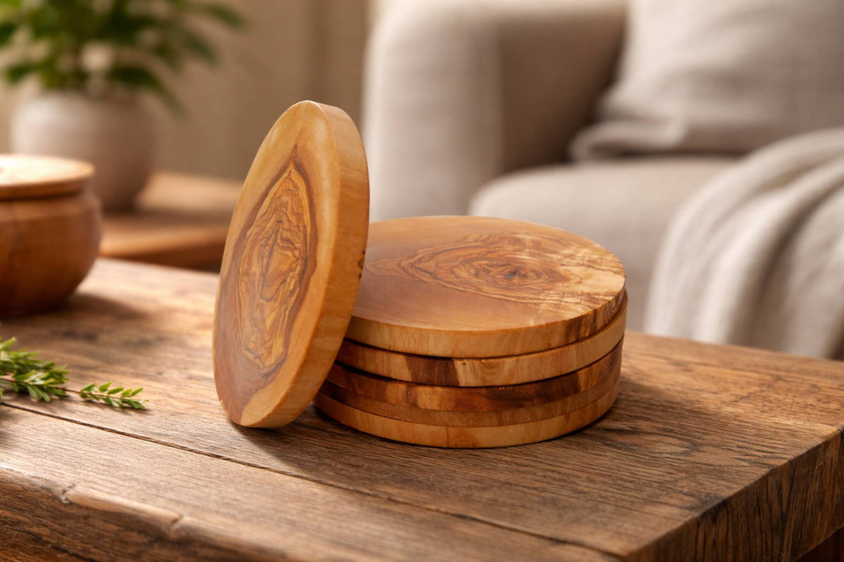 Dessous de verre rond Ø 12 cm en bois d'olivier Terra Gusto – vue 2