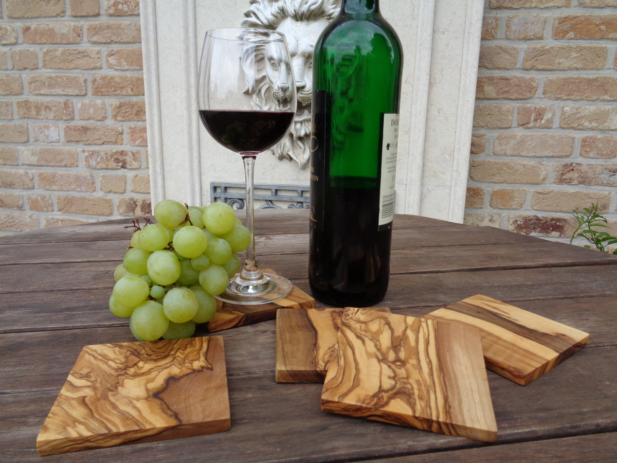 Dessous de verre carré 9 × 9 cm en bois d'olivier Terra Gusto