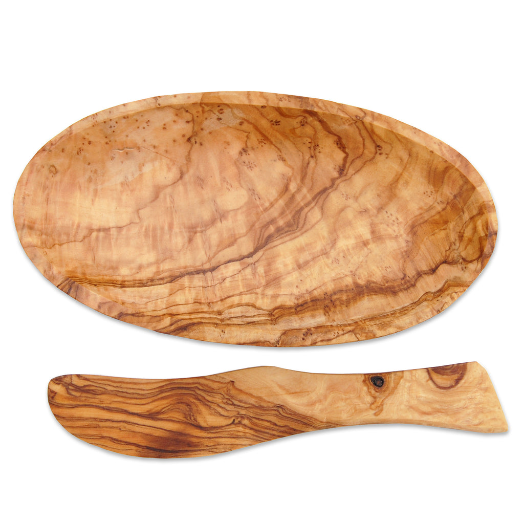 Coupelle à beurre et couteau en bois d'olivier Terra Gusto – vue 3
