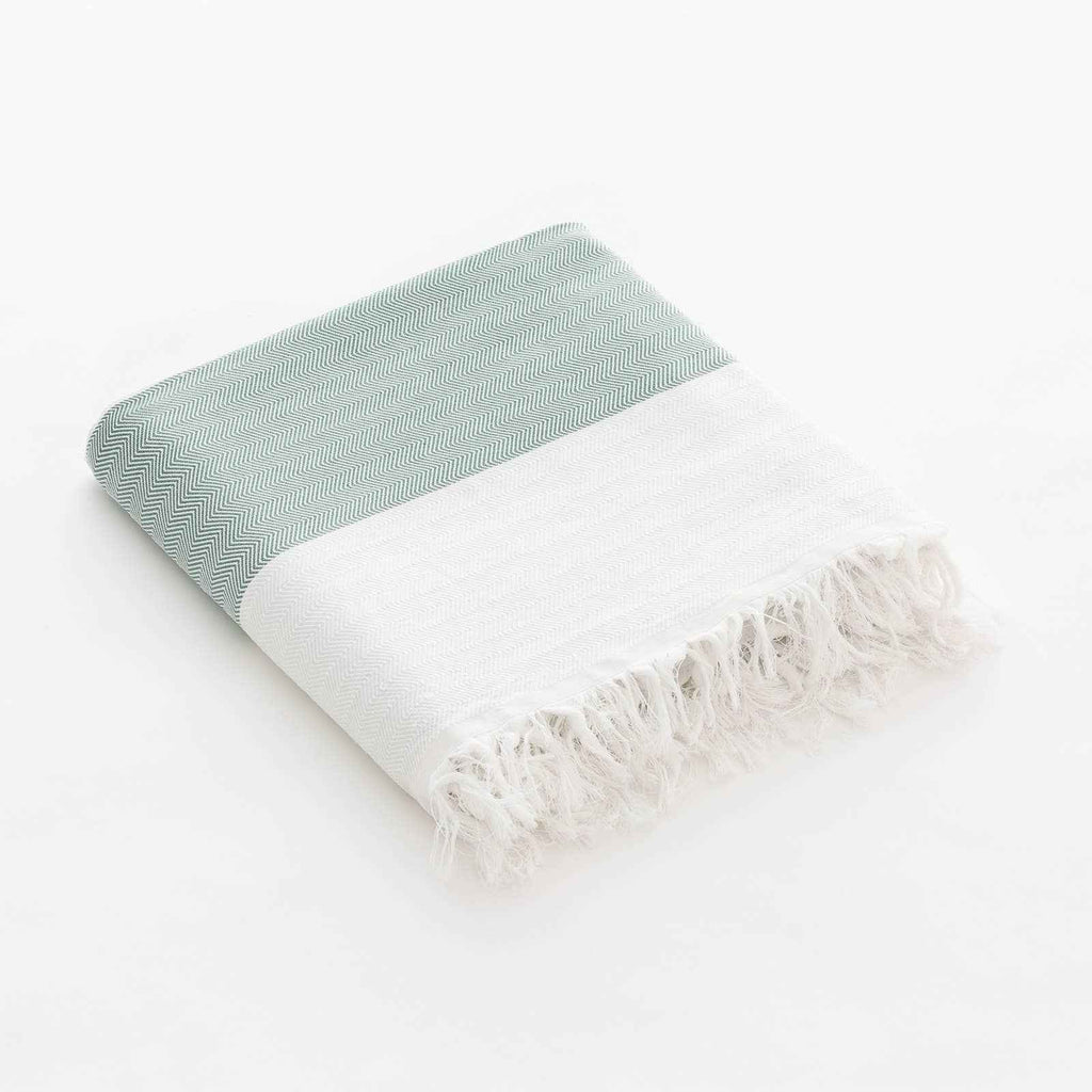 Paréo rayé à franges Stripes Sea, coton léger – vue 2